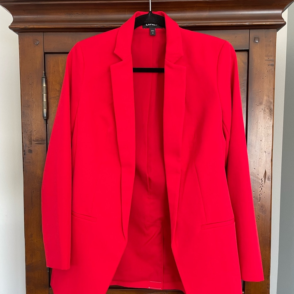 EXPRESS shawl collar blazer (Christmas red)